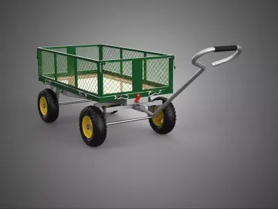 STEEL MESH TRAY GARDEN WHEELBARROW DUMP WAGON CART TROLLEY CARGO 3D model