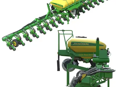 John Deere DR18 Drawn Mounted Farm Planters Low-poly 3D model