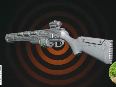 Cyberpunk Heavy Shotgun Black 3D model