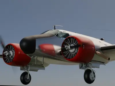Vintage airplane Beech 18 in Navy Livery 3D model
