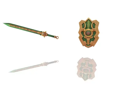 Runic - Sword and Shield Low-poly 3D model