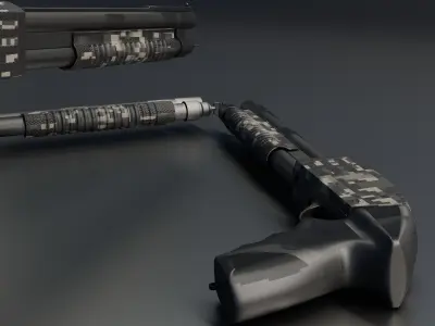 shotgun gun with camouflage pattern 3D model