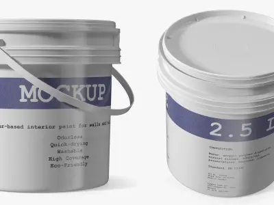 Mockup Plastic Paint Bucket White 3D model