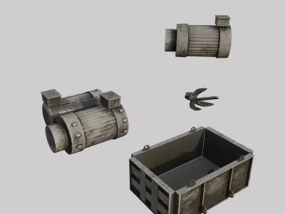 Motor Parts Debris Low-poly 3D model