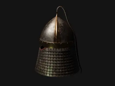 Cuman helmet  with face cover  Low-poly 3D model