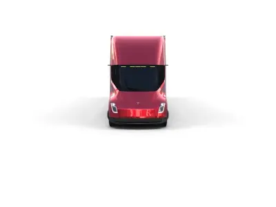 Tesla Truck Red w trailer 3D model