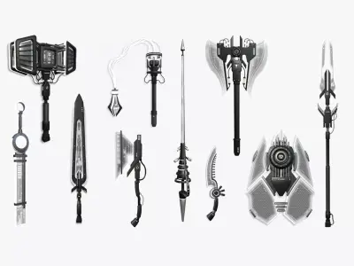 10 SciFi Weaponry G Collection - Sci Fi Weapon Design 3D Model Pack purchase