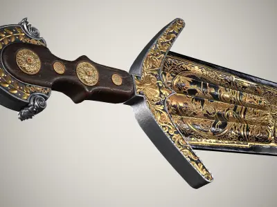 Cinquedea Short Sword Low-poly 3D model