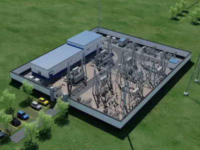 Electrical power substation-power station 3D model purchase