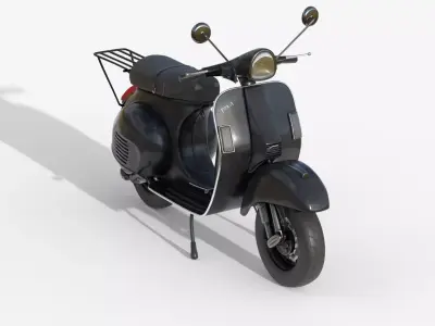 Classic Vintage Scooter  Black  Retro 3D model