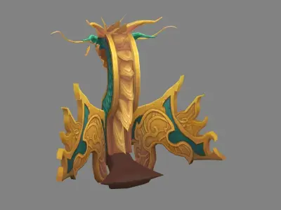 Cartoon dragon head sculpture Low-poly 3D model