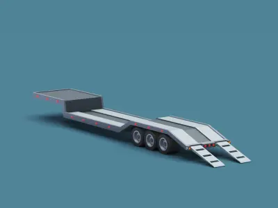 Cartoon Stylized Semi Trailer Lowbed Low-poly 3D model