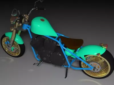 moto custom mid poly 3D model