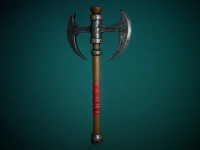 Stylized Cartoon Warrior Axe GameReady Free low-poly 3D model
