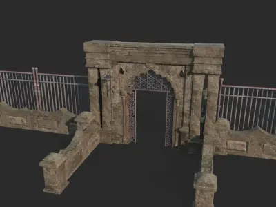 Ancient architecture  Classical gate  Iron gate 3D model