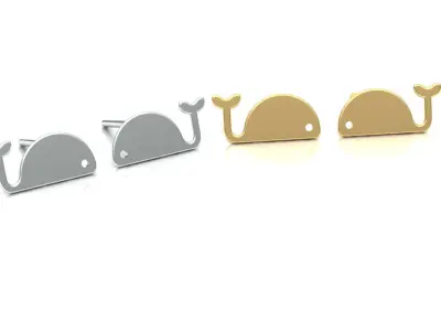 whale pendant-earrings set Free 3D print model