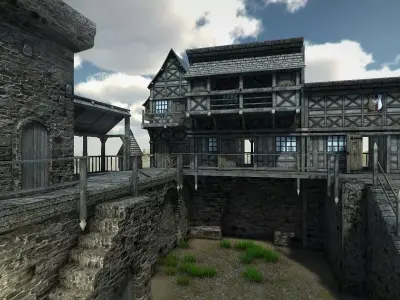 Medieval Castle Low-poly 3D model 8