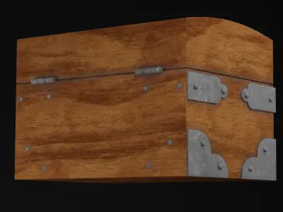 Wooden Chest Low-poly 3D model