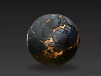 Sci-Fi Magma Lava Sphere High-Fidelity 4K PBR Alien Planet Asset 3D model