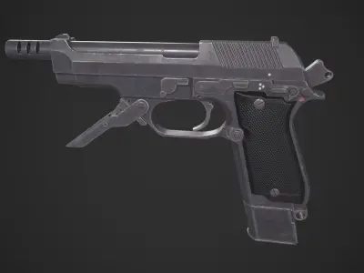 Beretta 93R Low-poly 3D model