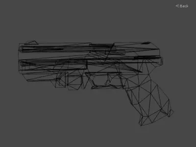 pistol 9mm handgun low poly 3d model Low-poly 3D model