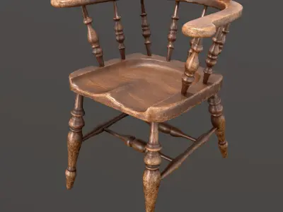 Victorian Chair Bench and Two Tables Low-poly 3D model