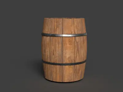 wooden barrel Low-poly 3D model 36