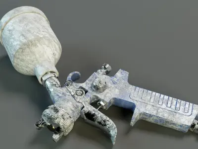 Used Paint Spray Gun PBR Low-poly 3D model