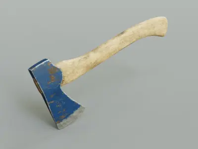  3 modern realistic models of axes in low and high poly  Low-poly 3D model