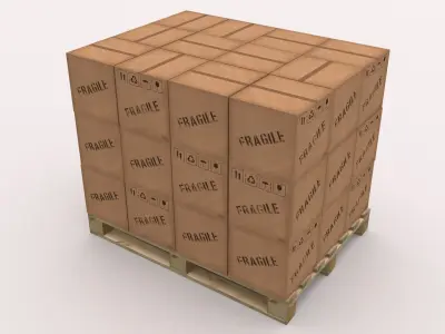 Pallet with Boxes Low-poly 3D model purchase