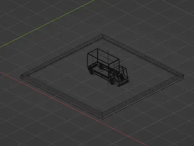 Low Poly truck toy on square 3D model