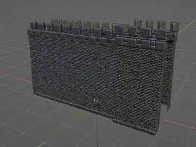 Castle Wall Section and Tower - Game Asset Low-poly 3D model