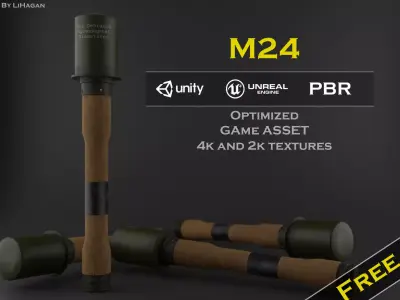 Stick grenade Free low-poly 3D model