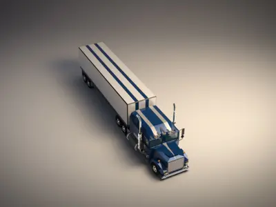 Low-Poly Cartoon Lorry Truck Low-poly 3D model