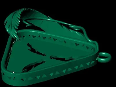 Feather pendant triangle stone 3D print model