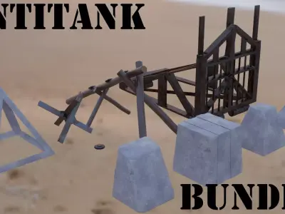 Antitank bundle Low-poly 3D model