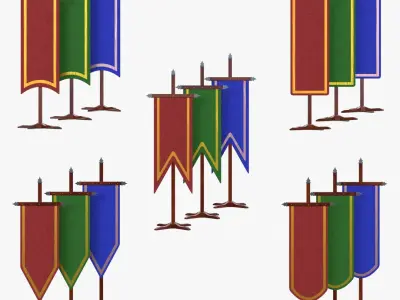 Medieval Banners with Stand 3D model