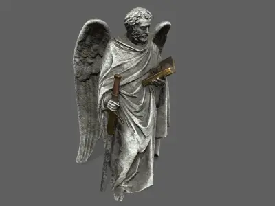 Old Man Statue Low-poly 3D model 3