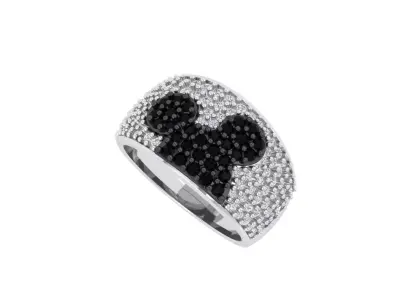 Disney Cartoon Mickey Mouse Face Wedding  Engagement Ring 3D print model