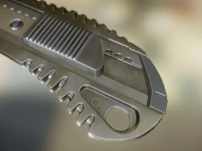 Box Cutter Lowpoly Stainless Steel - Gameready - PBR Textures Low-poly 3D model