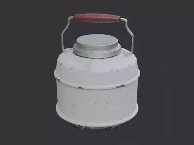 Military Metal Canteen with Lid Low-poly 3D model