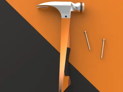 Modern Geometric Titanium Hammer Low-poly 3D model