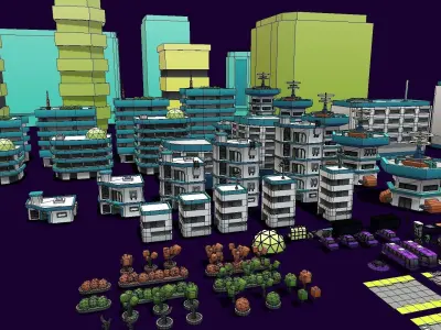 VIASS Lowpoly City Pack Low-poly 3D model