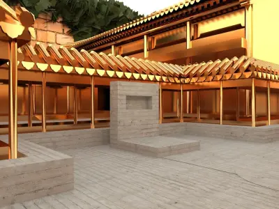 Chinese ancient courtyard  house 3D model by aceimagedesign