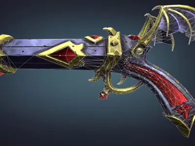 Vampire pistol Low-poly 3D model