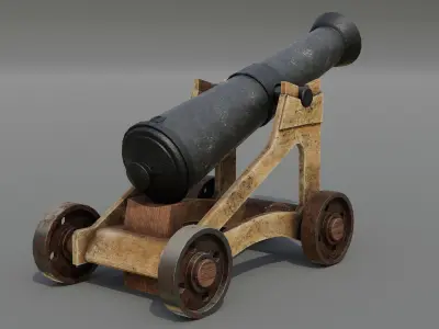 Cannon Low-poly 3D model 11