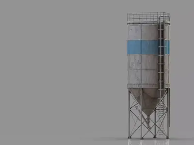 VERTICAL CEMENT SILO Low-poly 3D model