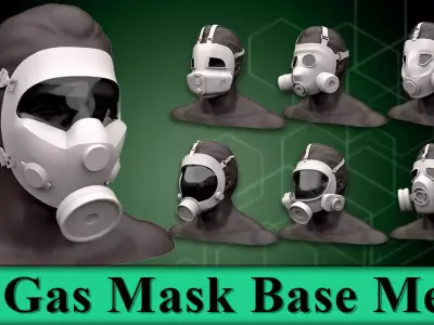 14 Gas Mask Base Mesh Pack 3D model