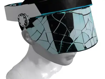 Futuristic Holographic Visor Cracked 3D model