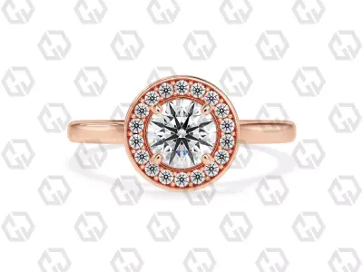 Ring 189 Round Shape Cathedral Halo with Gems 3D print model
